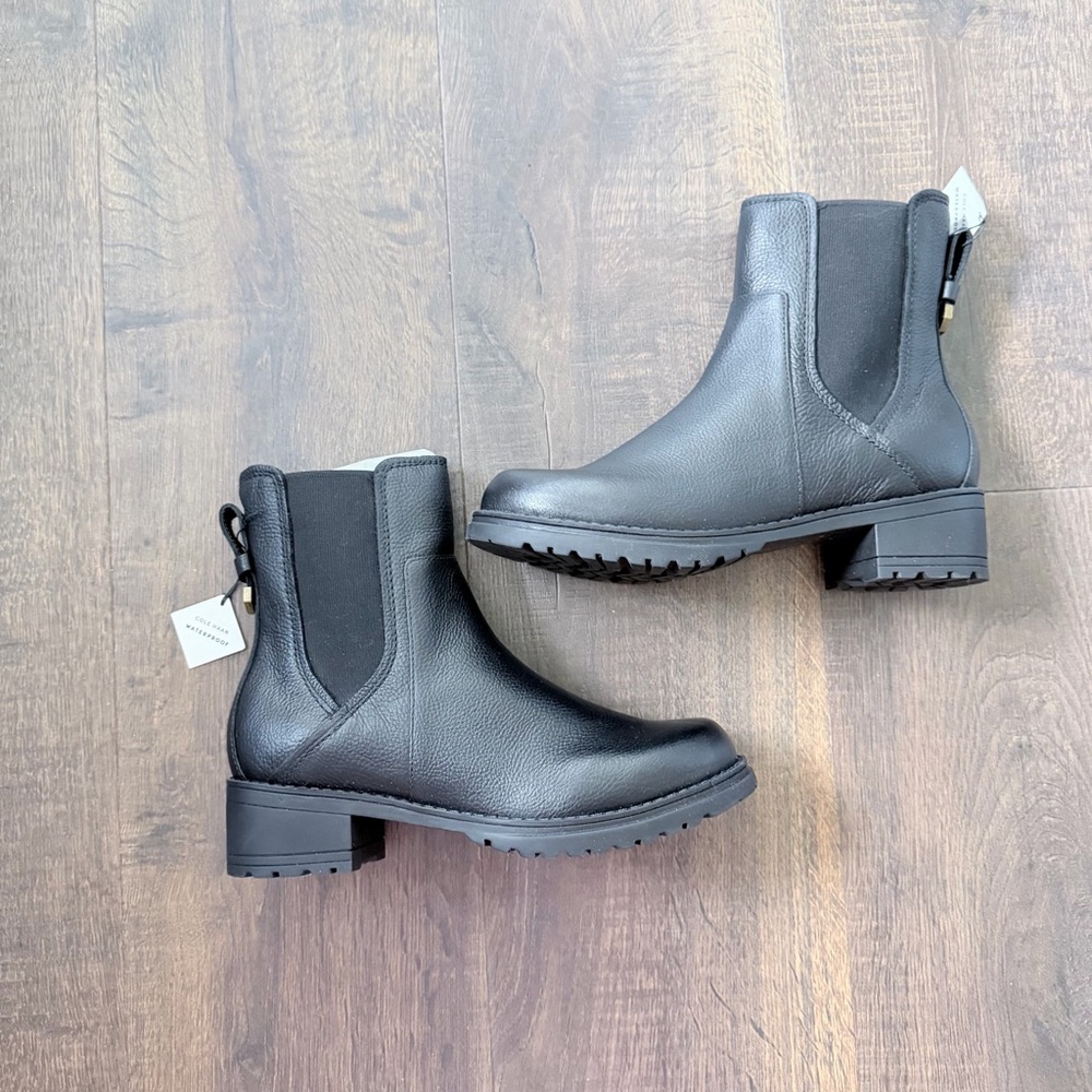 NWT Cole Haan Waterproof Camea Leather Chelsea Boot | Black | Size: 7 - Picture 10 of 13